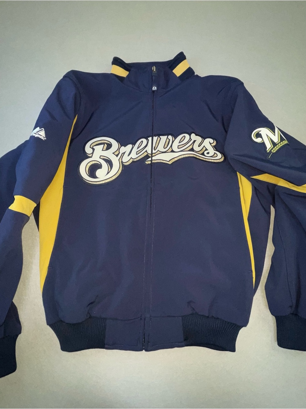 Majestic Milwaukee Brewers Jacket Authentic Therma Zip Dugout Coat Size S 192